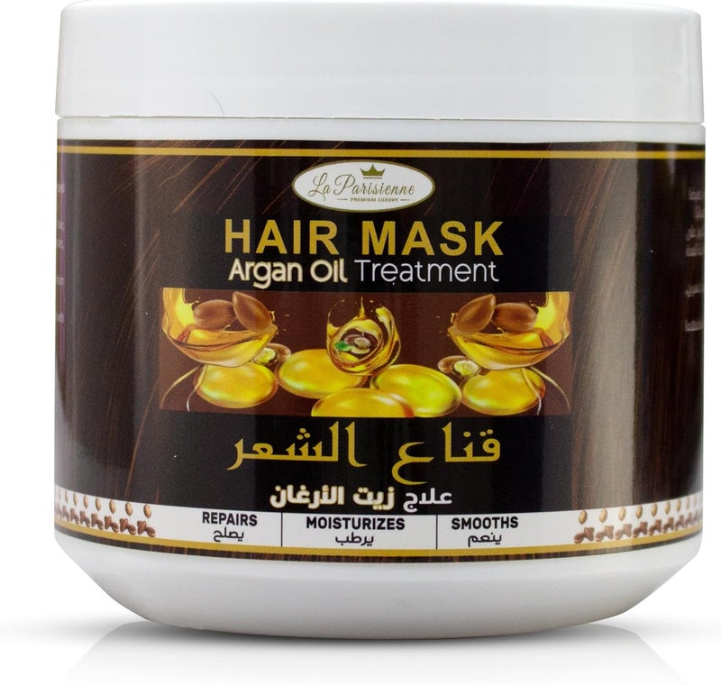 ECOLYTE+ La Parisienne Argan Oil Hair Mask - Deep Repair Treatment for Damaged Hair, 500g - Image 1