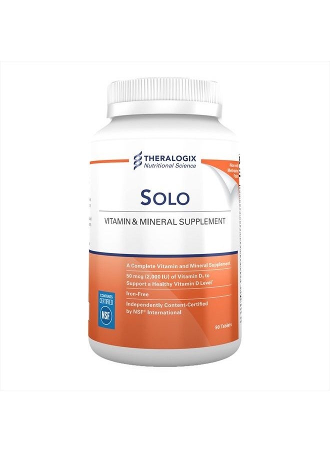 Theralogix - Solo Daily Multivitamin for Men Without Iron | Immune, Exercise, & Antioxidant Support Supplement | 90-Day Supply - Manufactured in The USA and NSF Certified - Image 1