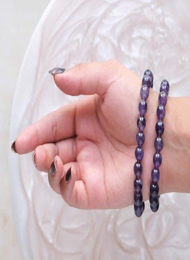 TRISHAKTI PRODUCTS - The life healing products Natural Original Crystal stone Charm Reiki Crystal Products Natural Amethyst Bracelet 8 mm Crystal Stone Bracelet Round Shape for Reiki Healing and Crystal Healing Stones for Unisex Adult (Purple) - Image 5