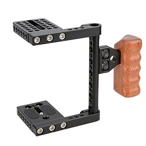 CAMVATE DSLR Video Camera Cage Stabilizer Rig with Wooden Handle Compatible for Camera Accessories - 1392 - Image 1