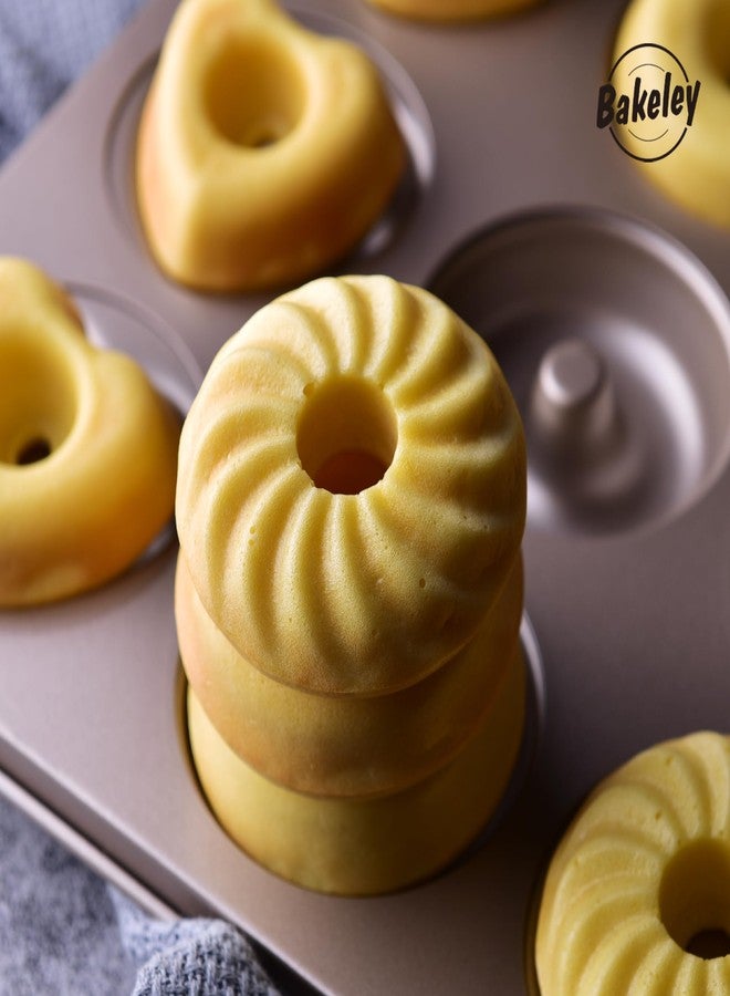 Bakeley Donut Mold Cake Pan, 12-Cavity Non-Stick Ring Doughnut Bakeware for Oven Baking (Champagne Gold) - Image 4