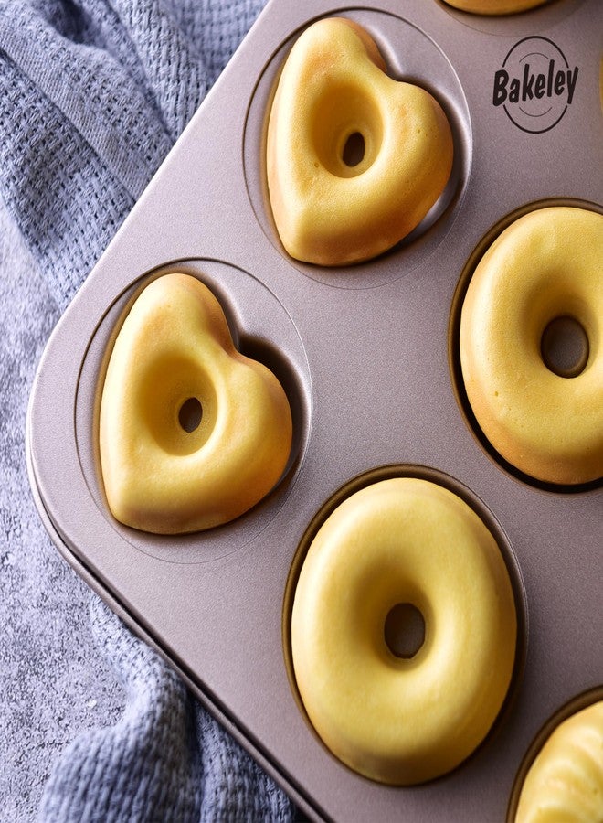 Bakeley Donut Mold Cake Pan, 12-Cavity Non-Stick Ring Doughnut Bakeware for Oven Baking (Champagne Gold) - Image 3