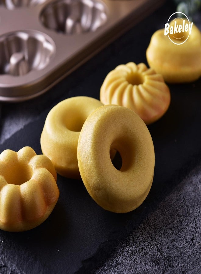 Bakeley Donut Mold Cake Pan, 12-Cavity Non-Stick Ring Doughnut Bakeware for Oven Baking (Champagne Gold) - Image 5