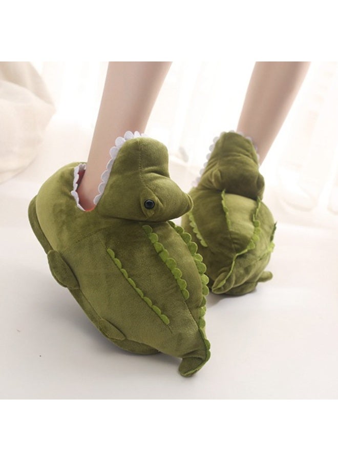All-Inclusive Crocodile Plush Slippers Soft Fleece Warm Anti-Slip Full Wrap Home Slippers for Indoor Wear - Image 1