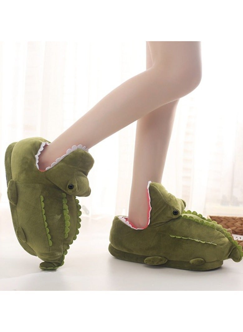 All-Inclusive Crocodile Plush Slippers Soft Fleece Warm Anti-Slip Full Wrap Home Slippers for Indoor Wear - Image 4