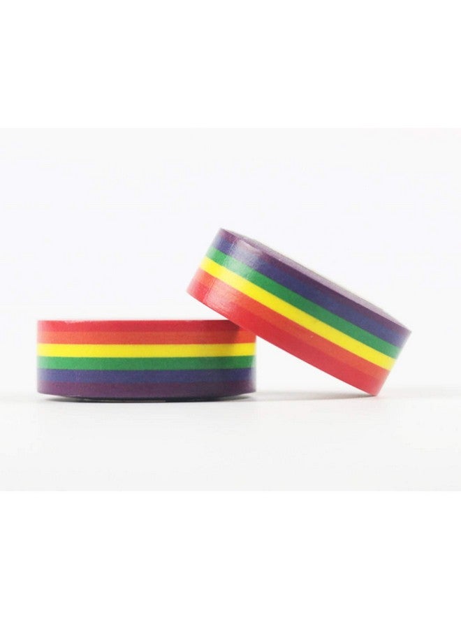 EDOBLUE 10 Rolls Masking Tape Rainbow Washi Tape Diy Decorative Tapes 0.6 Inches X 11 Yards, Horizontal Pattern - Image 2
