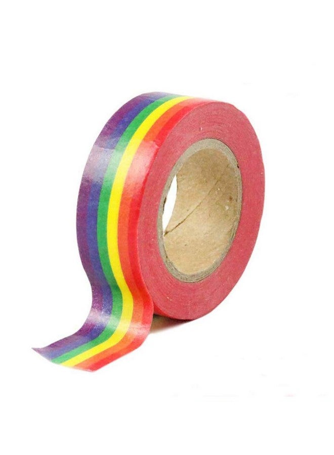 EDOBLUE 10 Rolls Masking Tape Rainbow Washi Tape Diy Decorative Tapes 0.6 Inches X 11 Yards, Horizontal Pattern - Image 3