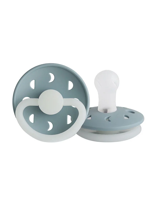 FRIGG Pack Of 1 Moon Phase Night Silicone Baby Pacifier 0-6M Stone Blue Night - Size 1