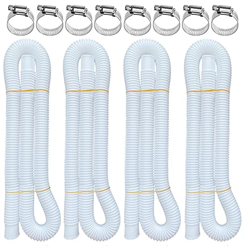 BEFANS Pool Hoses for Above Ground Pools, 4 Pack 1.25 x 59 Inch Pool Filter Pump Hoses, Compatible with Intex Pool Filter Pump 607, 637 With 8 Metal Clamps(4) - Image 1