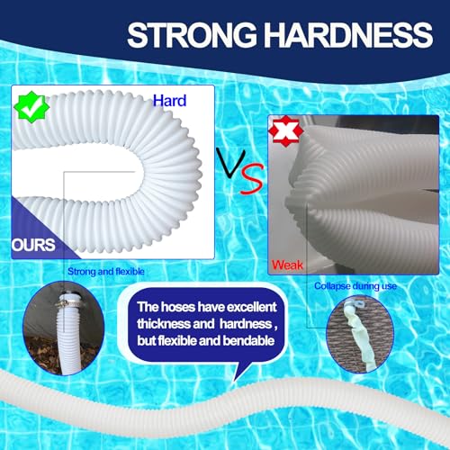 BEFANS Pool Hoses for Above Ground Pools, 4 Pack 1.25 x 59 Inch Pool Filter Pump Hoses, Compatible with Intex Pool Filter Pump 607, 637 With 8 Metal Clamps(4) - Image 5
