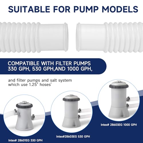 BEFANS Pool Hoses for Above Ground Pools, 4 Pack 1.25 x 59 Inch Pool Filter Pump Hoses, Compatible with Intex Pool Filter Pump 607, 637 With 8 Metal Clamps(4) - Image 4
