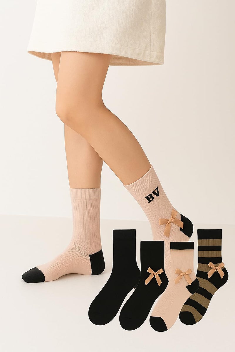 CLUZE Aesthetic Printed Socks for Women & Girls | Cute Multi-Color & Patterned Cotton Socks | All Season Wear | Soft, Breathable & Stretchable (IN, Alpha, Free Size, 4, MULTICOLOR) - Image 5
