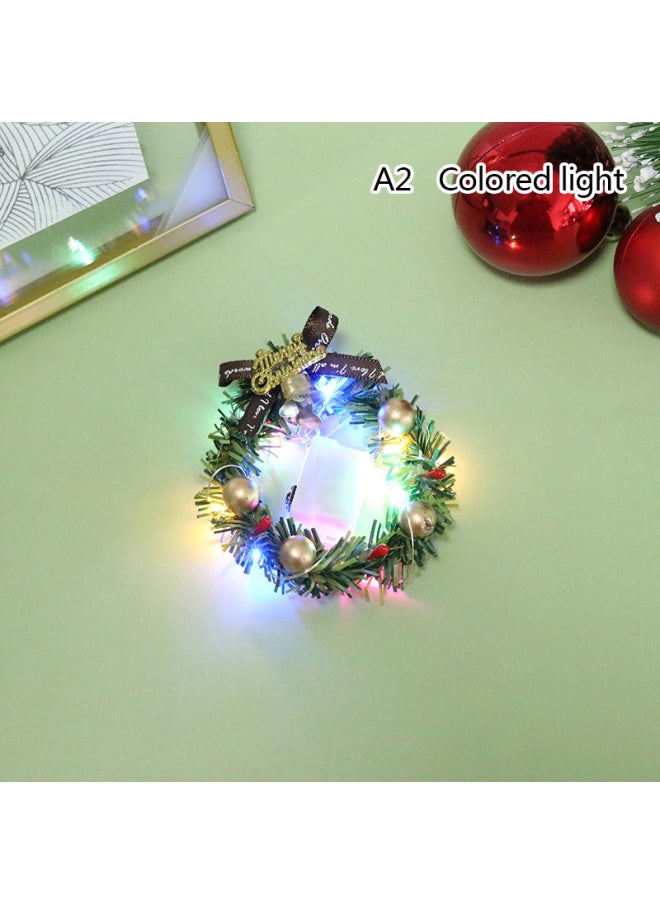 Doll House Simulation Mini Luminous Large Garland Wreath Miniature Scene Decoration-Color:Color Light-Specifications:6cm