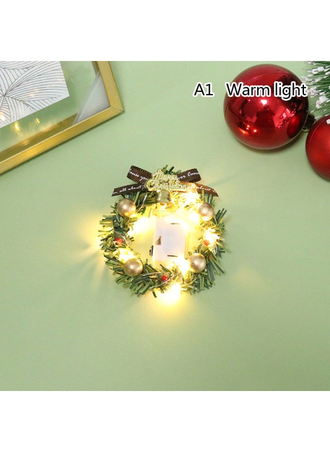 Doll House Simulation Mini Luminous Large Garland Wreath Miniature Scene Decoration-Color:Color Light-Specifications:6cm
