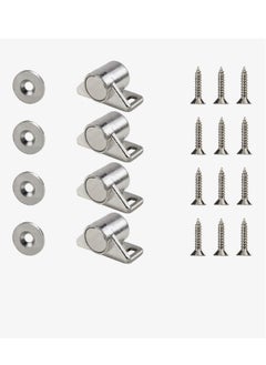Y&D Magnetic Cabinet Door Catch with Magnets for Latch Closer Kitchen Closet Closing 4 Pack Silver Color  - Image 1