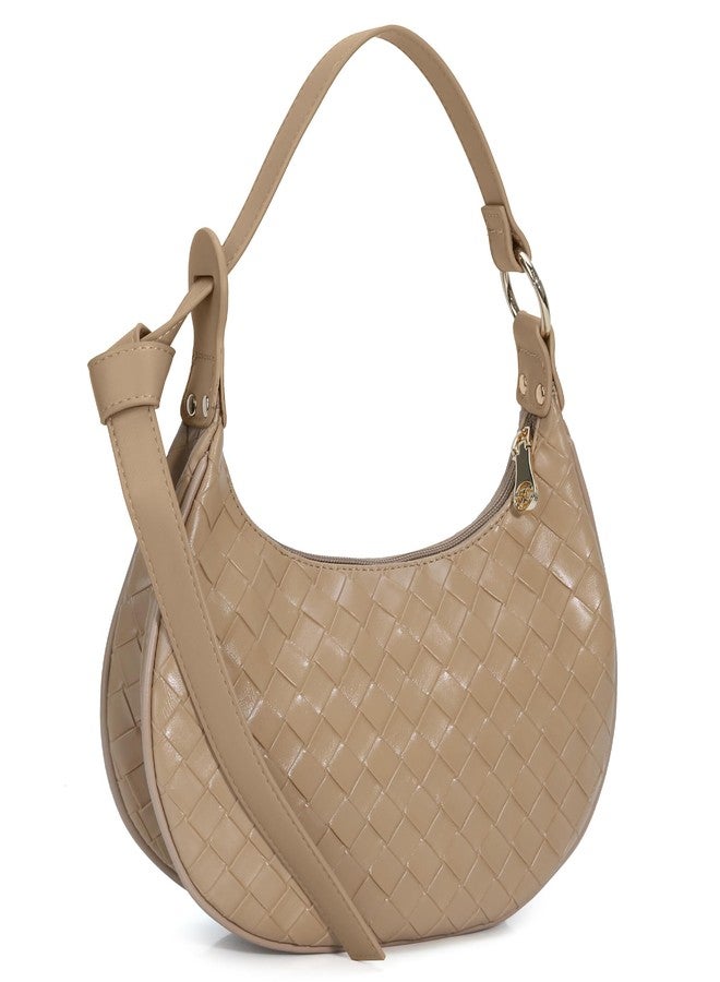 Chinllo Purse Shoulder bag for women, Cute Mini Clutch Zipper Hobo Tote Handbags, Tan-embossing - Image 1