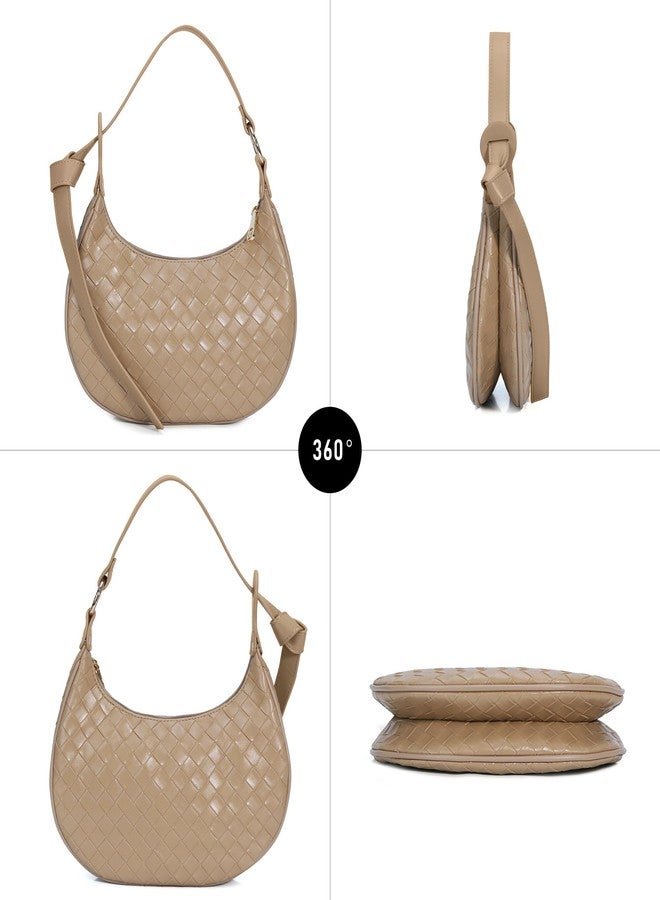 Chinllo Purse Shoulder bag for women, Cute Mini Clutch Zipper Hobo Tote Handbags, Tan-embossing - Image 5