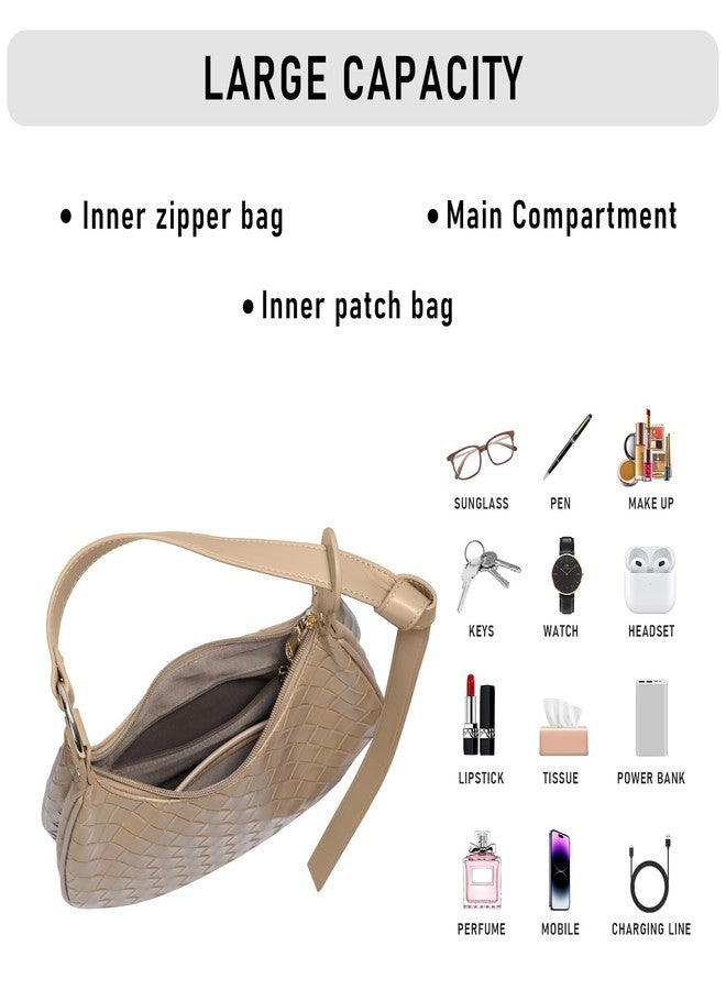 Chinllo Purse Shoulder bag for women, Cute Mini Clutch Zipper Hobo Tote Handbags, Tan-embossing - Image 4