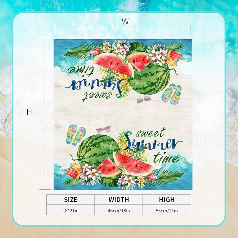 ARKUKT Sweet Summer Time Mailbox Cover Magnetic Watermelon Tropical Plants and Flowers Mailbox Wraps Post Letter Box Cover for Garden Yard Home Decor Standard Size 21" x 18" - Image 3