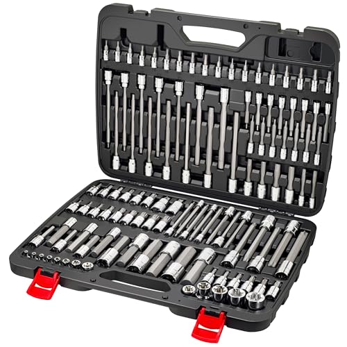 CARBYNE 114-Piece Master Metric & SAE Hex (Allen), Torx and XZN Triple Square Bit Socket Set | S2 Steel Bits, CrV Steel Sockets, Corrosion Resistance, Durable Case | 1/4", 3/8" & 1/2" Dr. - Image 1