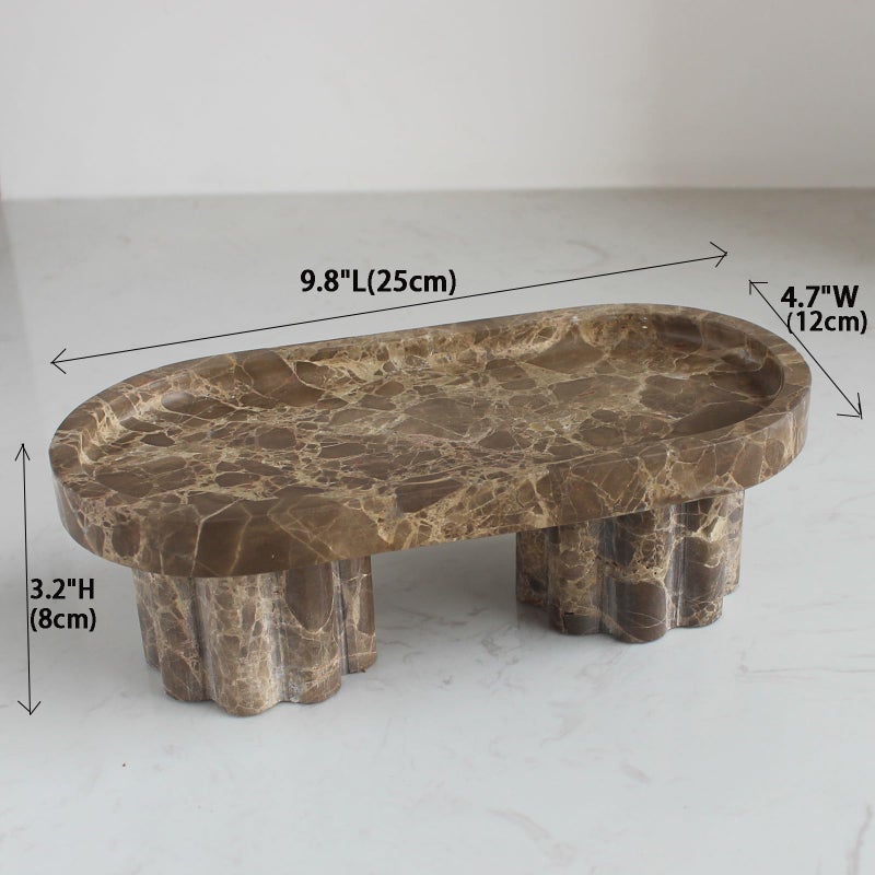 Natust Natural Travertine Marble Oval Tray with 2 Legs, 10" Vanity Decorative Tray for Countertop Organizer, Catchall Tray for Perfume, Candles, Jewelry Dishv - Image 2