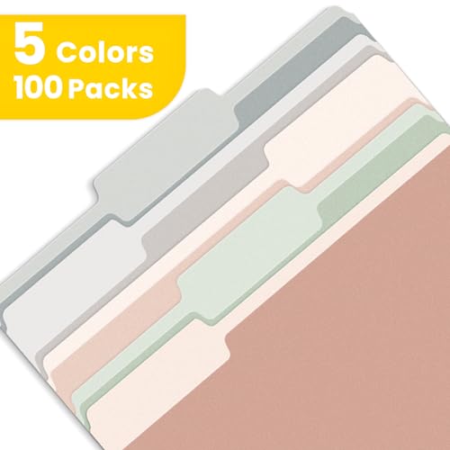 SUNEE File Folders Letter Size Pastel Colors, 100 Pack Manilla Folders 8.5 x 11 1/3-Cut Tabs, Colored File Folders Office Home School for Documents Files Paper - Image 2