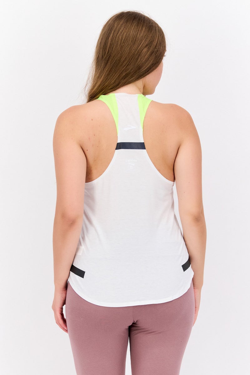 Brooks Women Sportswear Fit Sleeveless Running Top, White Combo - Image 3
