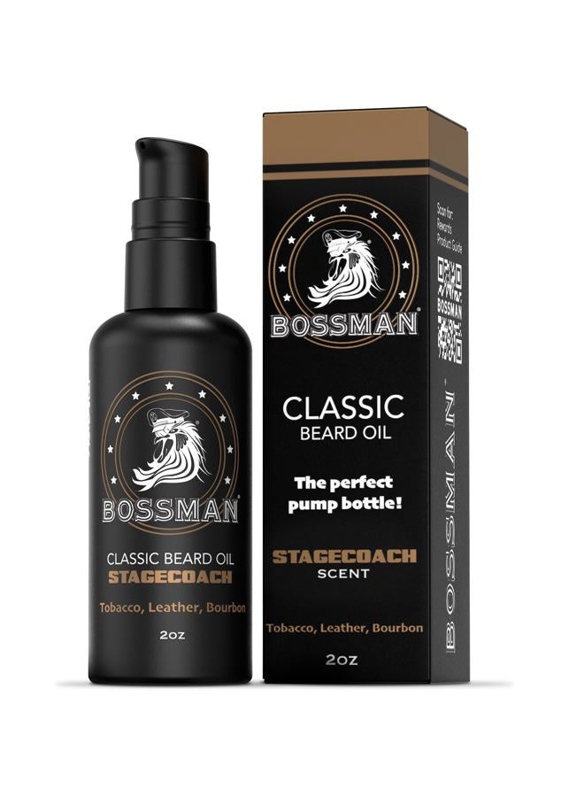 bossman Organic Mustache & Beard Oil for Men, 2 oz – Natural Beard Moisturizer with Jojoba, Argan & Avocado Oils (Stagecoach Scent) - Image 1