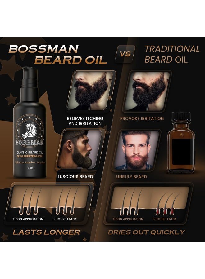 bossman Organic Mustache & Beard Oil for Men, 2 oz – Natural Beard Moisturizer with Jojoba, Argan & Avocado Oils (Stagecoach Scent) - Image 2