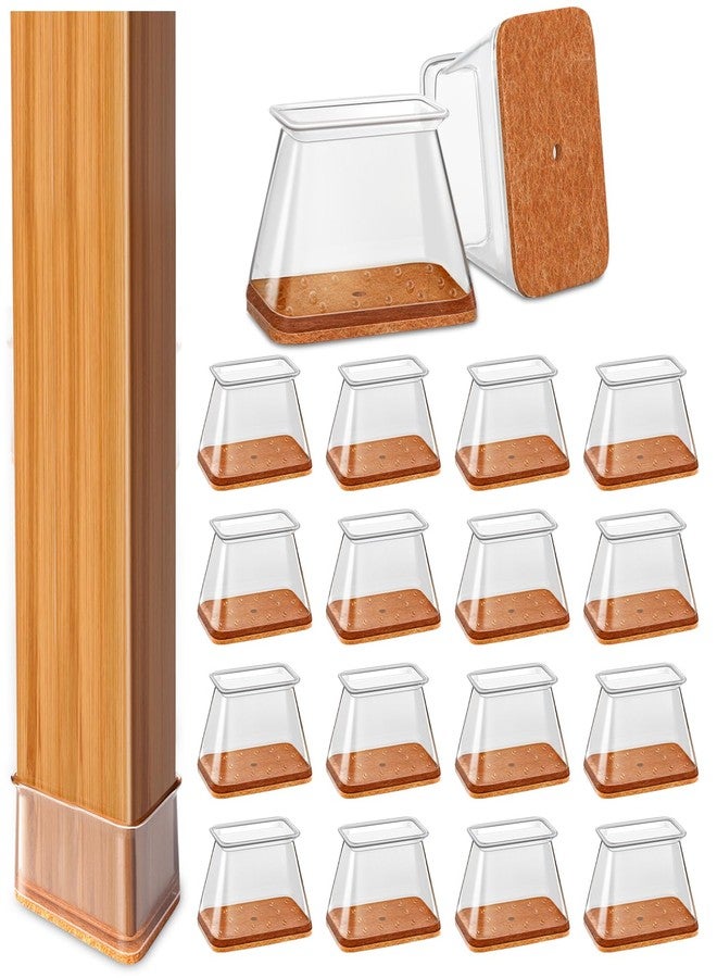 TOMHUA 28Pcs Chair Leg Floor Protectors Rectangle for Hardwood Floors Silicone Caps Covers Felt Furniture Pads Clear Chair Sliders, Protect The Floor from Scratches(Fit:L 1.5"-2",W 0.75"-1") - Image 1
