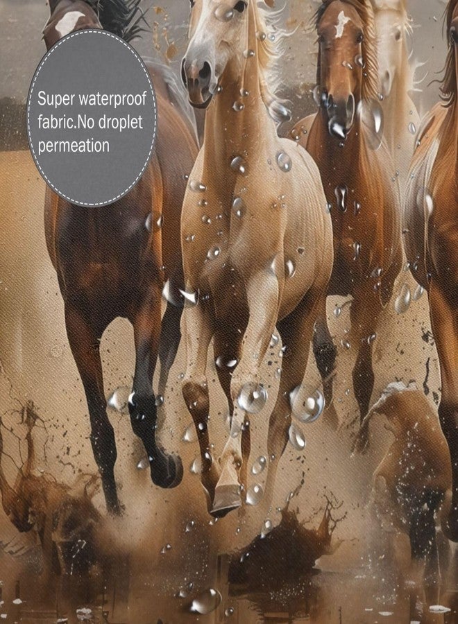 LB Horse Shower Curtain Western Desert Running Horse Bathroom Shower Curtain Wild Farm Animal and Grey Sky Bathroom Decor with Hooks 72Lx72W Inch Polyester Fabric Bath Curtains - Image 4