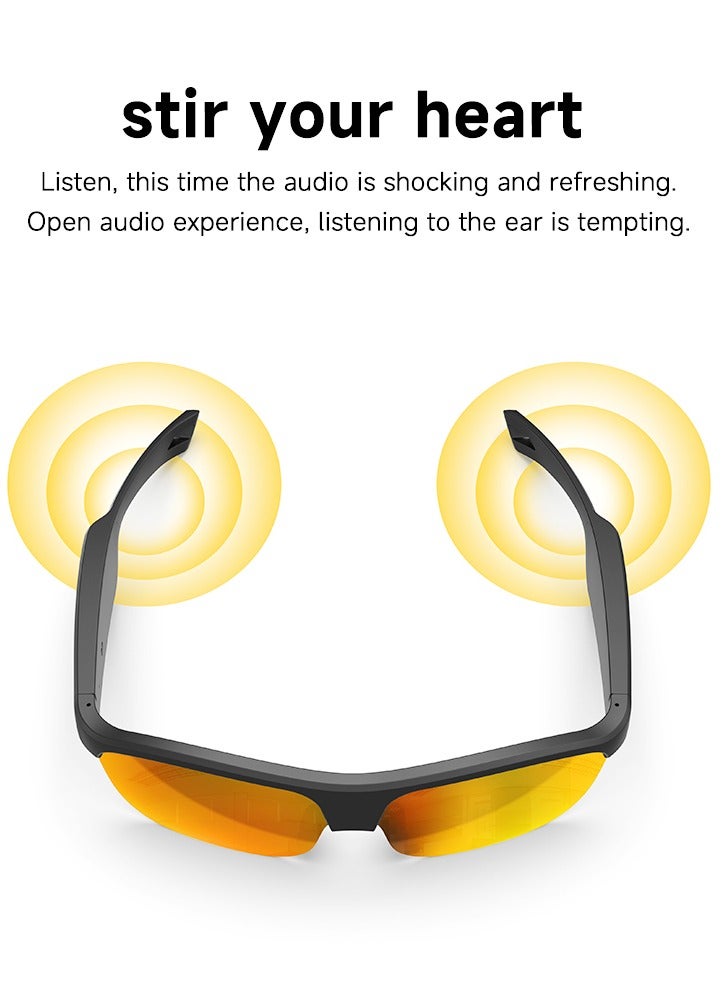 جولف لينك نظارات G02 الذكية للرجال خفيفة الوزن 36.9 جرامًا مع خاصية تقليل الضوضاء ومضادة للتعرق IP65 ومناسبة للرياضة الخارجية ومقاومة للأشعة فوق البنفسجية ونظارات شمسية رياضية باللون الأصفر - Image 5