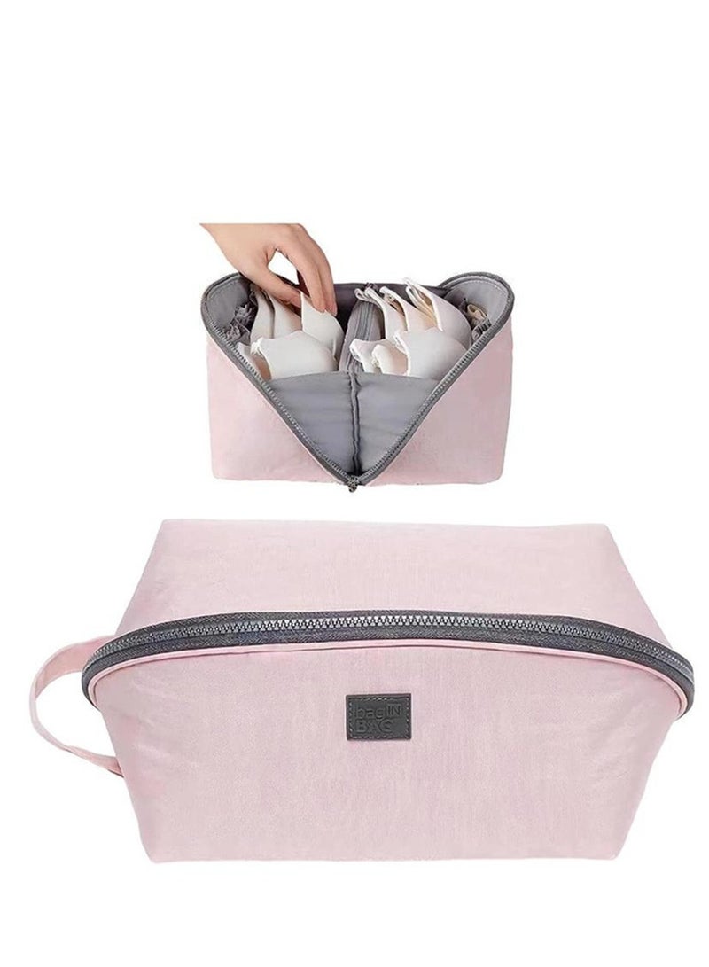Golden 2 PCS Travel Underwear Organizer Bag, Portable Bra and Lingerie Storage Pouch with Liner, Large Packing Cube for Underwear, Socks, Cosmetic, and More - Ideal for Travel and Home Use (Pink) - Image 1