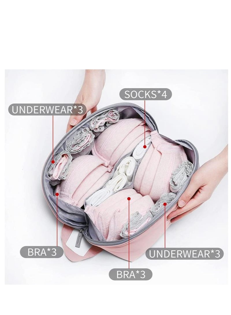 Golden 2 PCS Travel Underwear Organizer Bag, Portable Bra and Lingerie Storage Pouch with Liner, Large Packing Cube for Underwear, Socks, Cosmetic, and More - Ideal for Travel and Home Use (Pink) - Image 4