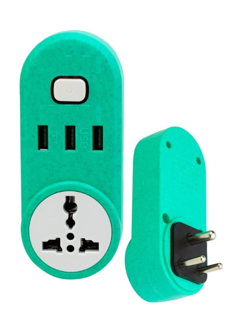 Generic Multipurpose 3-pin plug with three USB ports for fast charging and a universal socket  - Image 2