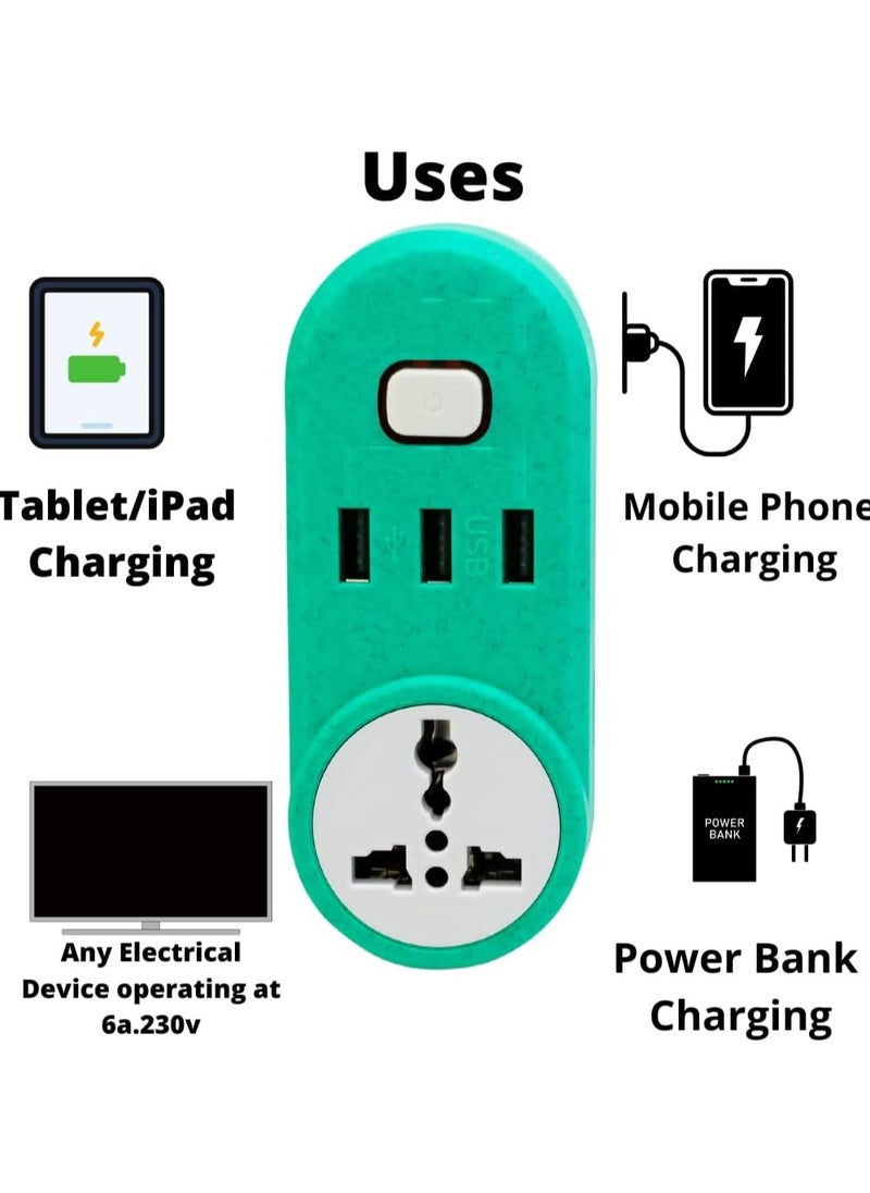 Generic Multipurpose 3-pin plug with three USB ports for fast charging and a universal socket  - Image 3