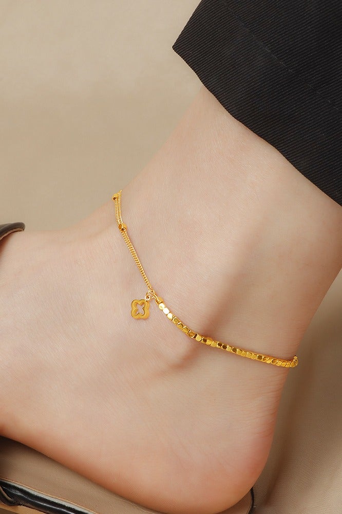 Showday Anklet for ladies in gold, waterproof anklet adjustable (22-27cm) stainless steel I women foot jewelry - Image 3