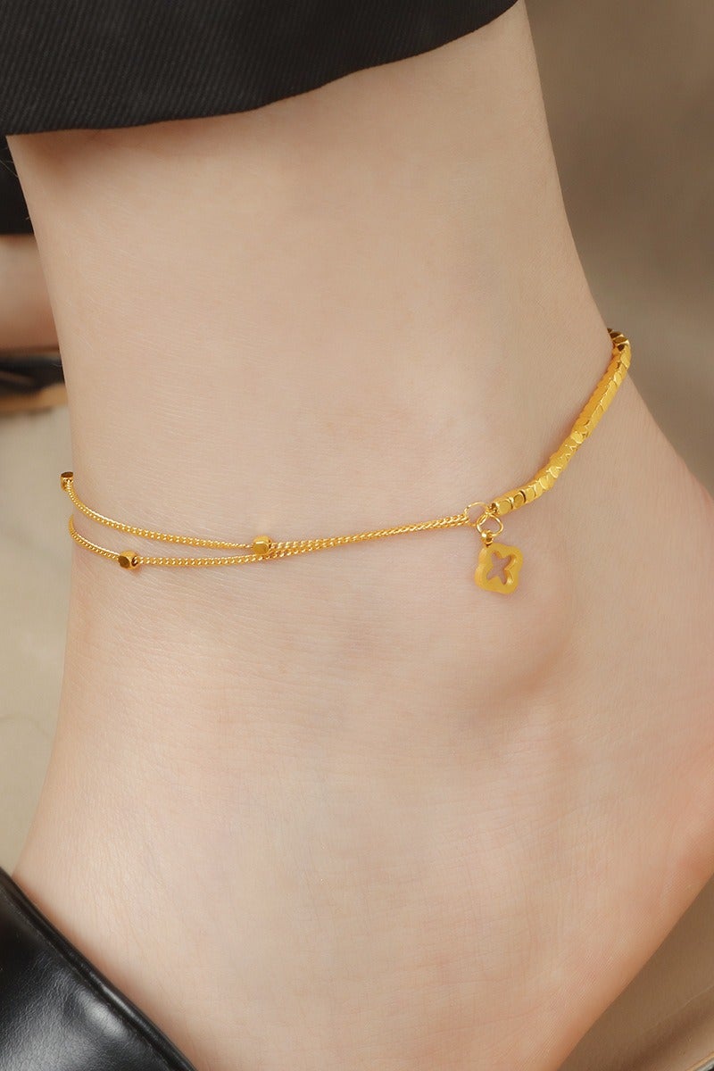 Showday Anklet for ladies in gold, waterproof anklet adjustable (22-27cm) stainless steel I women foot jewelry - Image 2