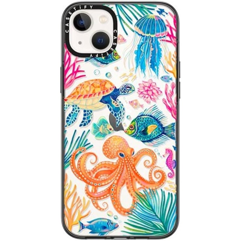 Casetify Compact iPhone 14 Plus Case 【Lightweight / 4 ft. 2X Military Grade Drop Protection/Slim】 - Under the Sea 2 by Grace Andersson - Clear Black