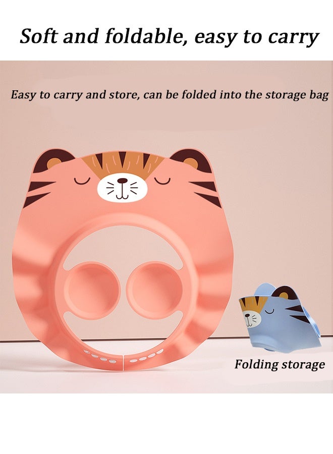 Vinnatsu Baby Shower Cap Adjustable Shampoo Visor Bath Hat Silicone Shampoo Visor Bath Hat Protect Ear Eye Baby Hair Washing Aids Infants Soft Protection Safety for Baby Toddler Children Kids(Orange) - Image 3