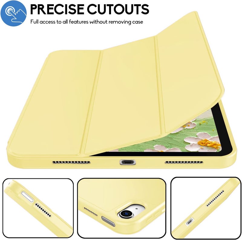 بلو بيك iPad (A16) الجيل الحادي عشر، iPad 10.9 بوصة مع حامل قلم، غطاء خلفي ناعم من مادة TPU رفيع وواقي ذكي ثلاثي الطي، تنبيه/سكون تلقائي، أصفر - Image 5
