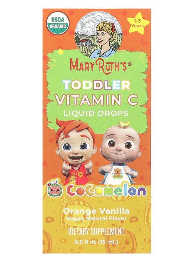 Cocomelon Toddler Vitamin C Liquid Drops 1-3 Years Orange Vanilla 0.5 fl oz (15 ml)