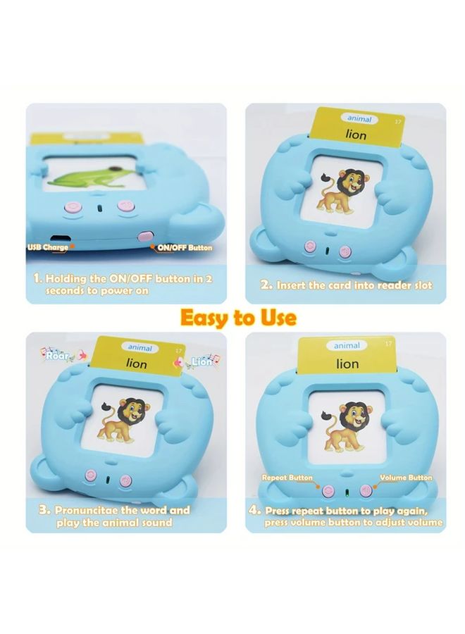 Blue Bilingual Spanish English Talking Flash Cards 510 Words Sensory Auditory Learning Toys For Kids Pocket Vocabulary Education Game Christmas Birthday Gift - Image 3