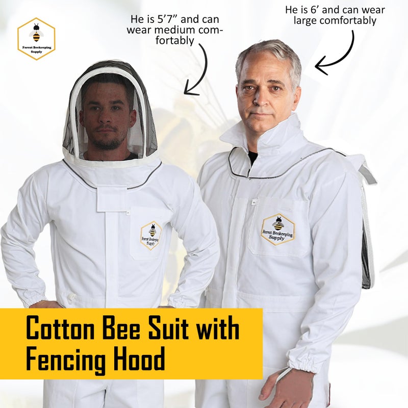 FOREST BEEKEEPING SUPPLY Premium Cotton Bee Suit with Fencing Veil | Suitable for Beginner and Commercial Beekeepers | Includes Metal Brass Zippers | Thumb Straps | Hive Tool Pockets–XL - Image 4
