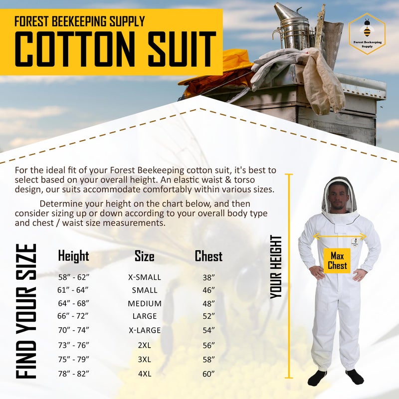 FOREST BEEKEEPING SUPPLY Premium Cotton Bee Suit with Fencing Veil | Suitable for Beginner and Commercial Beekeepers | Includes Metal Brass Zippers | Thumb Straps | Hive Tool Pockets–XL - Image 5