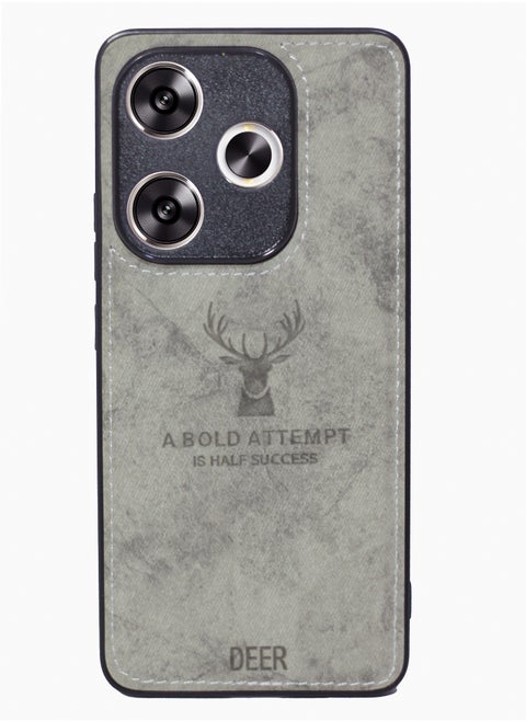 Digital Luxury Soft Texture Patterned TPU Cloth Case, Dirt-Resistant, Anti-Shock, Anti-Fingerprint, Full Body Protective For Poco F6 (Gray)