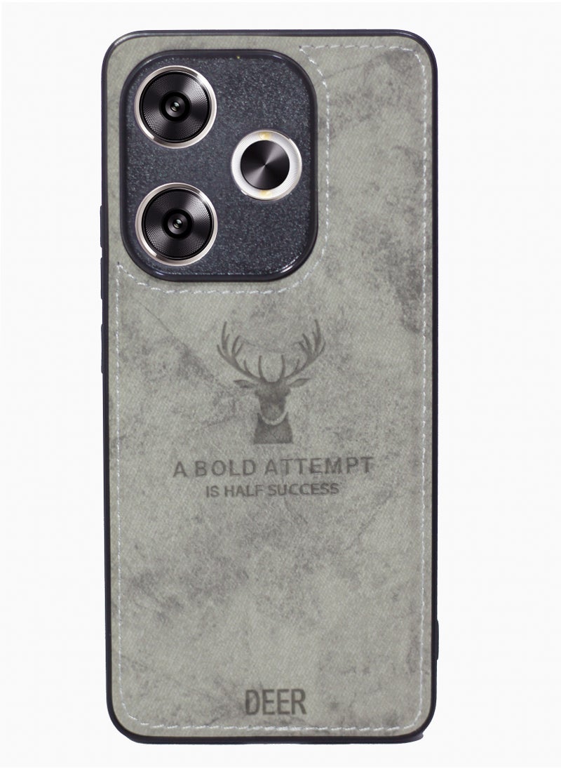 Generic - Digital Luxury Soft Texture Patterned TPU Cloth Case, Dirt-Resistant, Anti-Shock, Anti-Fingerprint, Full Body Protective For Poco F6 (Gray) - Image 1