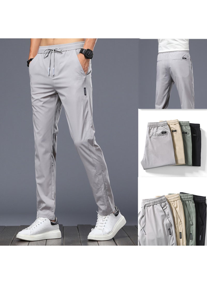 Generic Four Seasons Men's Ice Silk Pants Stretch Regular Four Seasons Trendy Casual Pants Breathable Sweat Absorbing Soft Tether Men's Pants  - Image 2