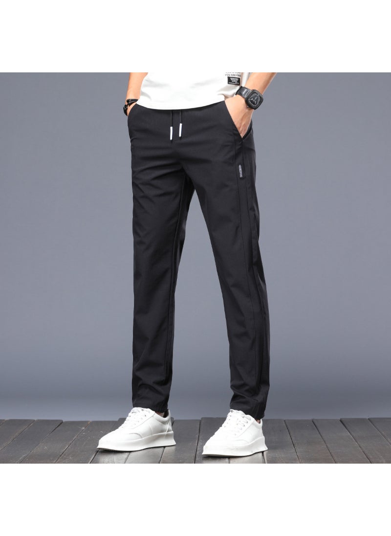 Generic Four Seasons Men's Ice Silk Pants Stretch Regular Four Seasons Trendy Casual Pants Breathable Sweat Absorbing Soft Tether Men's Pants  - Image 4