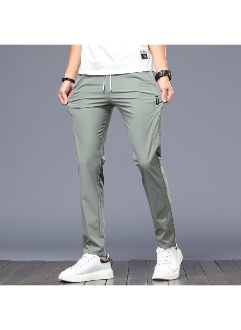 Generic Four Seasons Men's Ice Silk Pants Stretch Regular Four Seasons Trendy Casual Pants Breathable Sweat Absorbing Soft Tether Men's Pants  - Image 3
